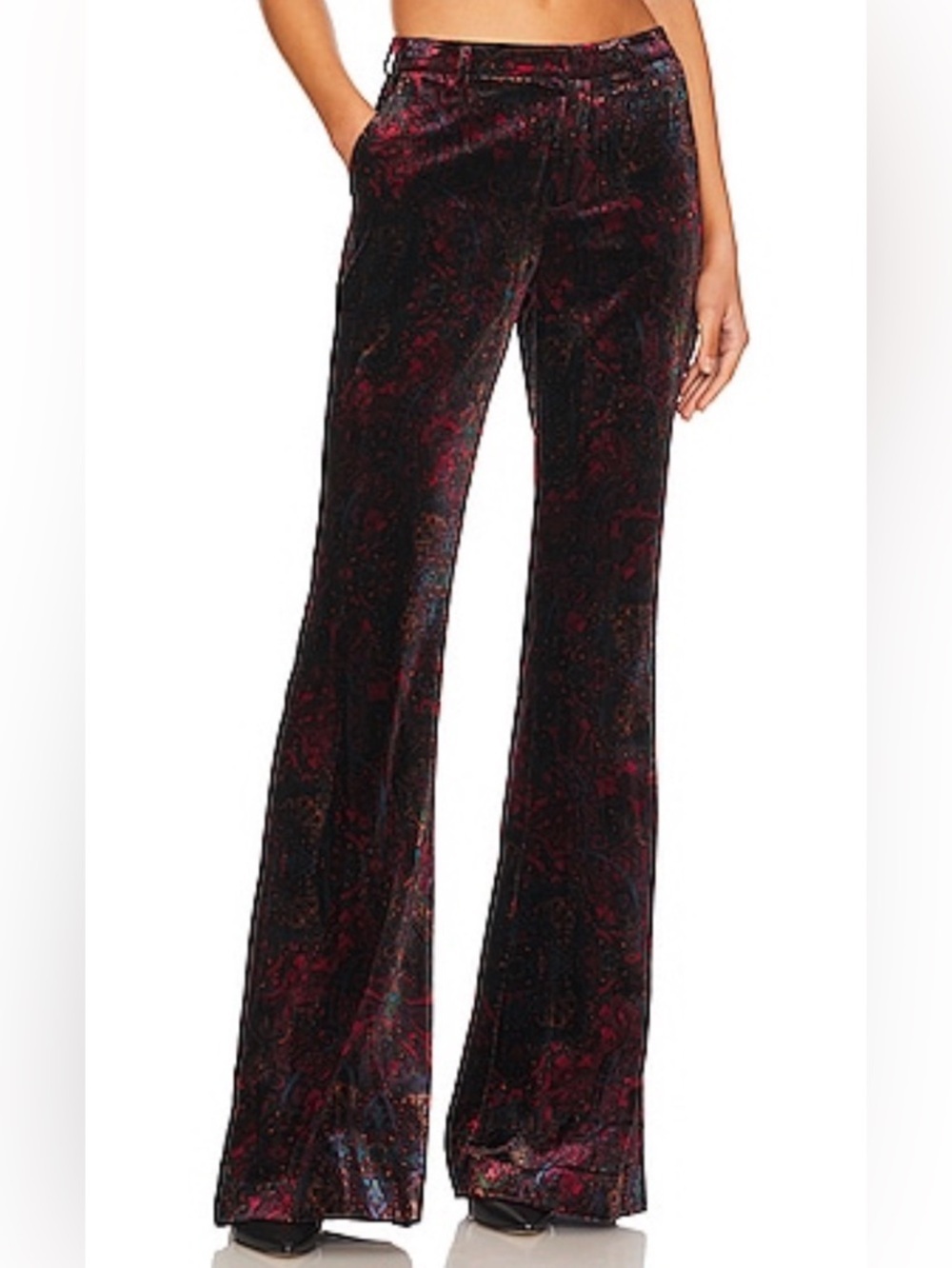 L'AGENCE Lane Flared Trouser in Black & Red Medallion Paisley